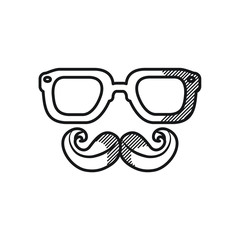 happy fathers day concept, glasses and mustache icon, line style