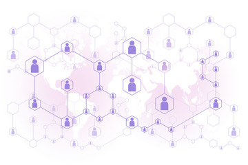 People network connection. World map point connect and line composition. Illustration.