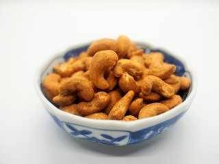 A japanese bowl of cashew nuts
