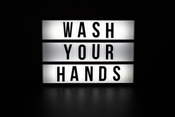 wash your hands announcement on white background