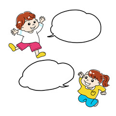 吹き出しのある子ども