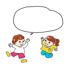 吹き出しのある子ども