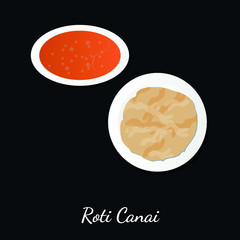 Vector Illustration of Roti Canai, Indian-influenced flatbread in South-East Asia (Foods & Drinks Illustration)