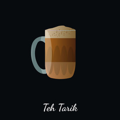 Vector Illustration of Teh Tarik, Malaysian iconic tea (Foods & Drinks Illustration)