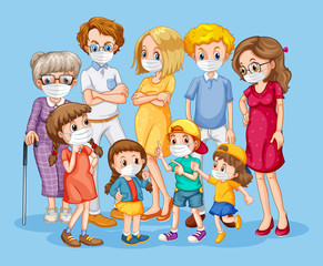 Group of family member characters