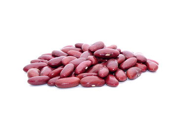 Red kidney beans isolated on white background. In Traditional Chinese Medicine Kidney Beans are known for tonify blood and tonify yin, help to clear heat, resolve dampness, and regulate water.