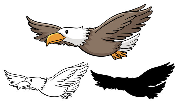 Set of eagle cartoon