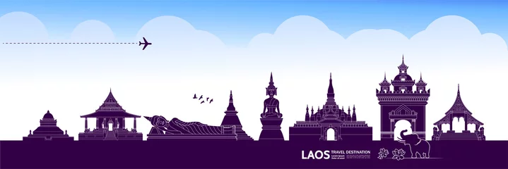 Fotobehang Laos travel destination grand vector illustration.  © Creative_Bringer