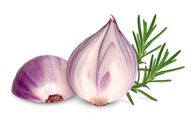 fresh red onion isolated on white background