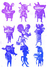 set of funny cartoon characters