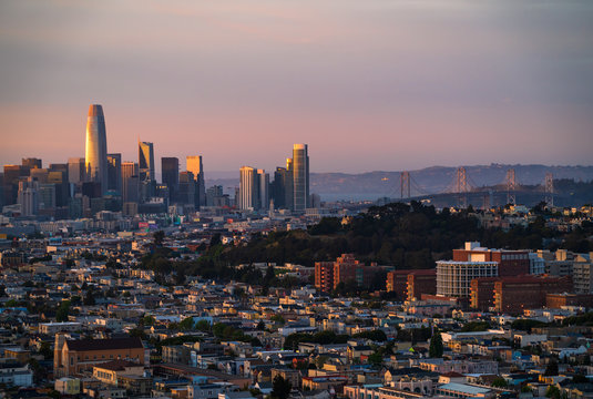 San Francisco Skyline At Sunset