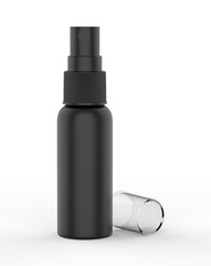 Blank plastic spray bottle for branding and mockup, 3d render illustration.