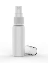 Blank plastic spray bottle for branding and mockup, 3d render illustration.