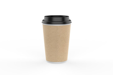 Blank paper Coffee Cup For Branding, 3d render illustration.