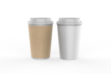 Blank paper Coffee Cup For Branding, 3d render illustration.
