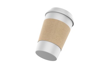 Blank paper Coffee Cup For Branding, 3d render illustration.