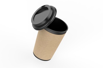 Blank paper Coffee Cup For Branding, 3d render illustration.