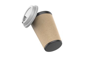 Blank paper Coffee Cup For Branding, 3d render illustration.