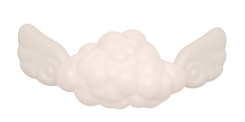 Cloud with wings icon  isolated on white background. 3D illustration.