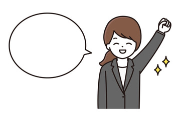 スーツ 女性 吹き出し イラスト