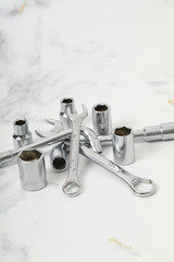 Wrench on white background metal tool for industrie