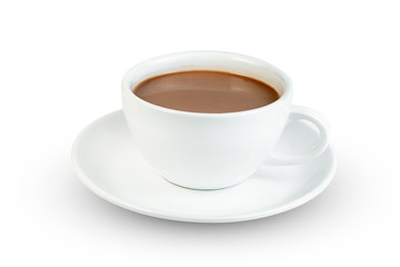 hot chocolate with coffee cup  isolated on white background ,include clipping path