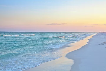 Poster beach sunset, destin beach, pensacola beach, beach, florida, emerald beaches, sugar sand, panhandle, tropics, paradise, sunset, pink sand © Pauline