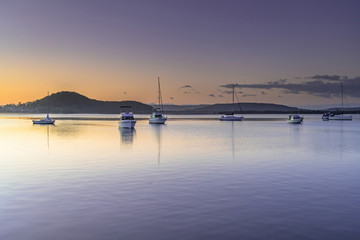 Boats and a Bay Sunrise Waterscape