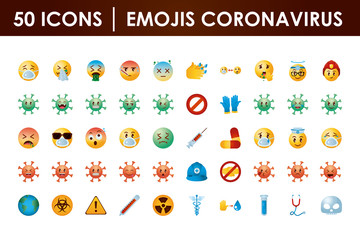 emojis coronavirus icon set, gradient style