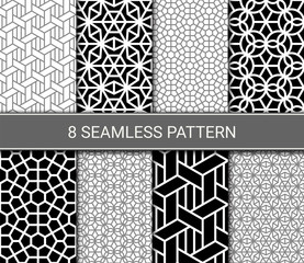Set of abstract geometric seamless patterns, vector illustration