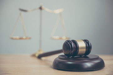 Law and justice, legality concept, Judge gavel on wooden table