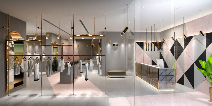 3d render of luxury fashion shop