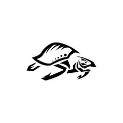 Unique funny turtle logo vector design illustration