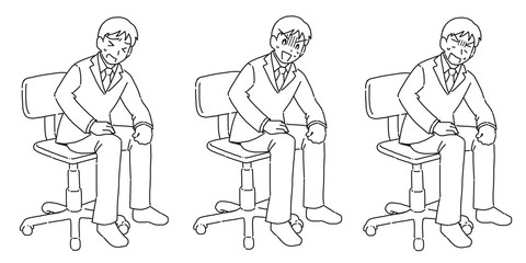 焦る男性の表情集イラスト　ぬり絵