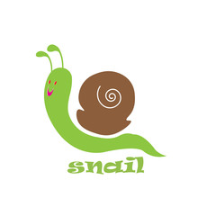 cute snail logo color illustration vector design