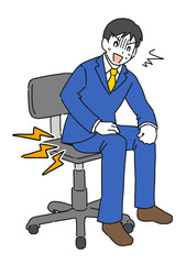 いぼ痔に悩む男性のイラスト