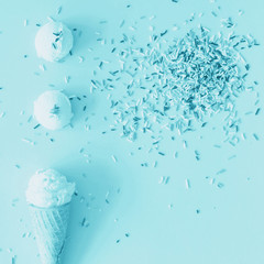 Ice cream cones on pastel background