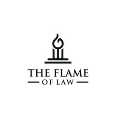 Pillar justice and flame logo design