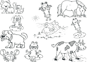 farm animals and frogs pets set