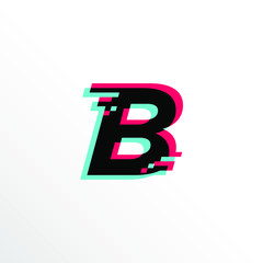 Initial Letter B with Glitch Effect