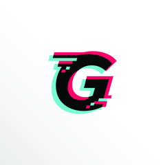 Initial Letter G with Glitch Effect