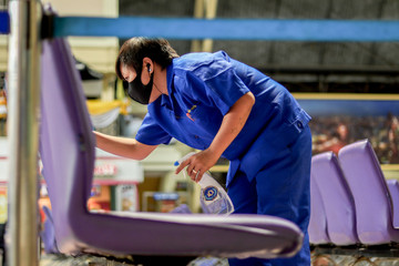 Officer worker around COVID19, at HualamphongBangkok, Thailand - social distance