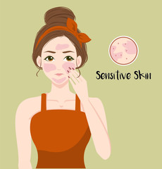 Female with sensitive skin type avatar vector