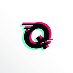 Initial Letter Q with Glitch Effect