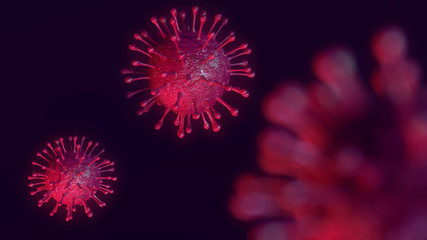 Chinese coronavirus COVID-19 under the microscope. 3d render