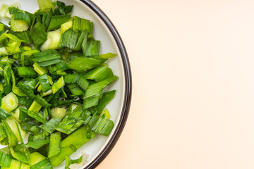 Chopped raw garlic in Chinese style dish