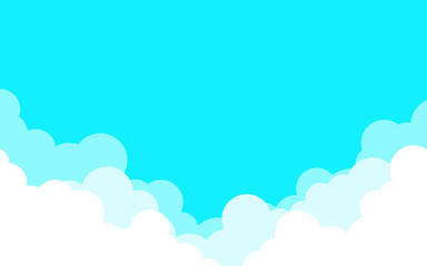 Clouds paper cut with blue sky background landscape flat cartoon vector design