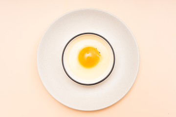 Raw eggs in a Chinese tableware dish