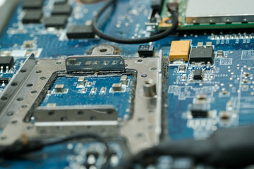 Fototapeta na wymiar Electronic circuit board in computer