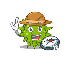 mascot design concept of vibrio cholerae explorer with a compass